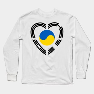 Korean Ukrainian Multinational Patriot Flag Series (Heart) Long Sleeve T-Shirt